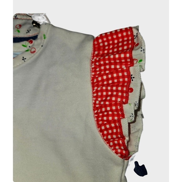 Vintage Baby Peanuts Snoopy & Woodstock Cherry Denim Dress Overalls Outfit 24 Mo - Picture 8 of 12